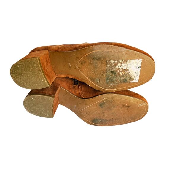 Halogen Cori Round Toe Bootie Rust Brown Suede Ankle Boot 6 Western Fall Classic - Picture 8 of 9